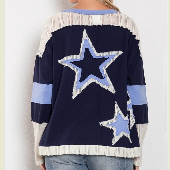 Blue Velvet “ Brenna “ Blue Velvet Star Patch Relaxed Fit Top 77 - Picture 4 of 7